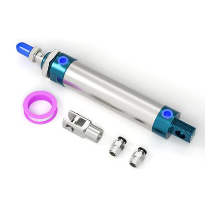 Double-Acting Pneumatic Cylinder (25mm Bore x 75mm Stroke) with Y Connector and Fittings MAL25x75 - size: 25mm Bore 75mm Stroke