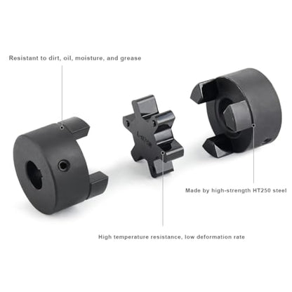 5/8" to 3/4" L075 Flexible 3-Piece L-Jaw Coupling Coupler Set & Rubber Spider for Log Wood Splitter Hybrid Equipment - size: 5/8" and 3/4"