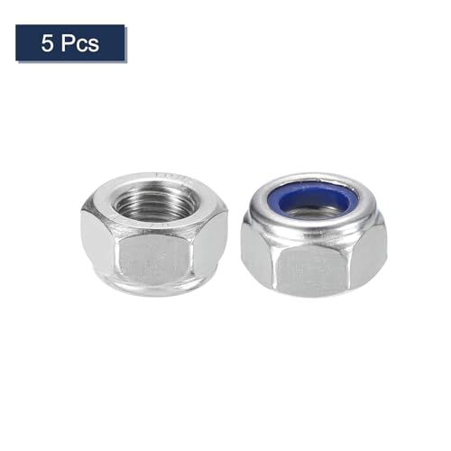 uxcell 5Pcs M12x1.25mm Nylon Insert Hex Lock Nut 304 Stainless Silver Blue - size: M12x1.25mm