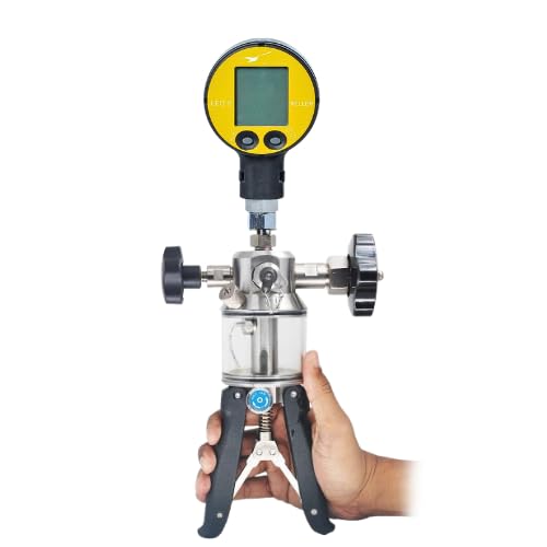 High Pressure Hand Pump Calibrator Range: 0 to 600 Kg/Cm² with Keller Leo2 Compound Master Gauge Range: (-1 to 30 Bar / -14 to 435 PSI) for Calibration Labs, Field Calibration Model: AI-DPI-2300