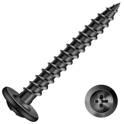 #8 x 1-1/4" Wood Screw 100Pcs Alloy Steel Standard Thread Truss Head Fast Self Tapping Black Oxide by SG TZH - color: Black - Alloy Steel, size: #8 x 1-1/4"