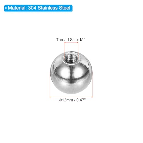 PATIKIL M4x12mm Ball Nuts Knob, 8 Pcs Female Thread 304 Stainless Steel Round Blind Hole Screw Cap Cover for Lighting Machinery DIY Decoration, Silver - size: M4x12mm