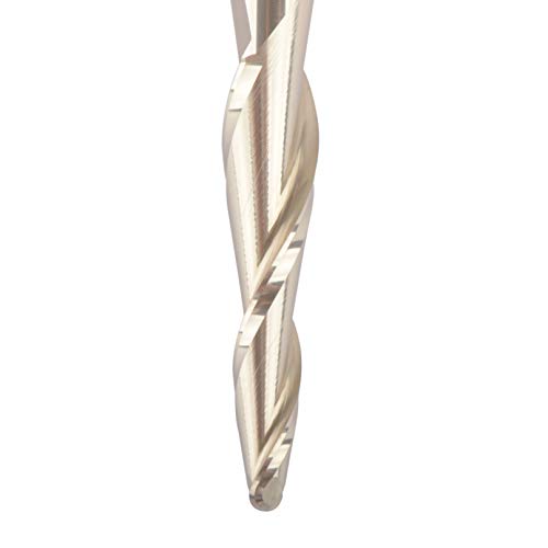 SpeTool Tapered Ball Nose End Mill 1/4" Shank with 1/16" Cutting Radius for 3D Carving Engraving Router Bit, ZrN Coated - size: Dia.=1/8