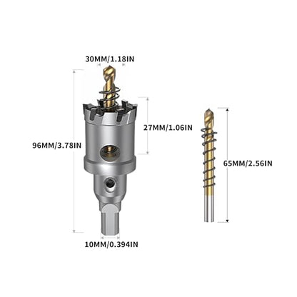HUHAO TCT Hole Saw Kit 1-3/16"(30mm),Heavy Duty Tungsten Carbide Tipped Hole Drill Bit with Titanium-Plated Pilot Drill bit,Tipped Hole Cutters for Hard Metal,Alloy,Stainless Steel,Plastic,Iron - size: 1-3/16"(30mm)