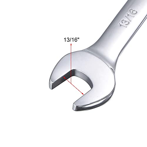 uxcell 13/16 Inch Ratcheting Combination Wrench SAE 72 Teeth 12 Point Ratchet Box Ended Spanner Tools, Cr-V - size: 13/16"