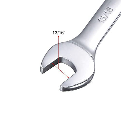 uxcell 13/16 Inch Ratcheting Combination Wrench SAE 72 Teeth 12 Point Ratchet Box Ended Spanner Tools, Cr-V - size: 13/16"