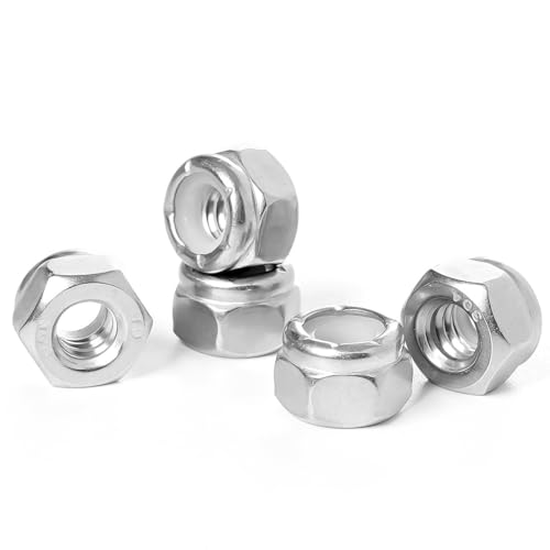 1/4-20 Lock Nut Nylon Insert Hex Locknuts Locking Hex Nuts 304 Stainless Steel 60pcs - size: 1/4-20