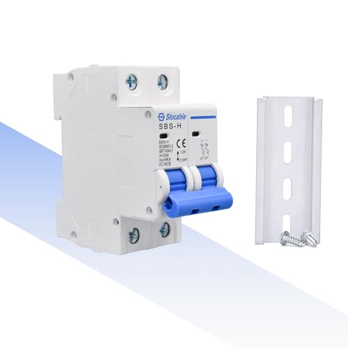 DC Miniature Circuit Breaker, 2P 25Amp 500V Breakers Electrical for Solar Panels Grid System Din Rail Mounting (25A)