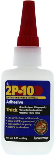 FastCap 2P-10 - Thick – Industrial Strength Heavy-Duty Super Glue - CA (Cyanoacrylate Adhesive) - 2.25 oz/64g. Perfect Gap Filling Projects. 2-Part Adhesive. Activator Sold Separately (1-Bottle) - style: Thick