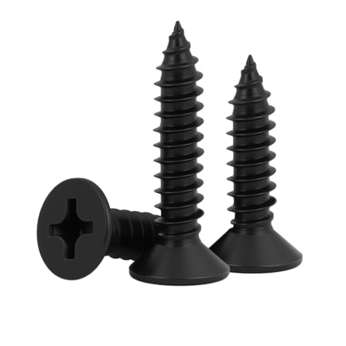 #6 x 1/2" (100 Pack) Flat Head Sheet Metal Screws Phillips Drive Self-Tapping Wood Screws, Black Oxide 304 Stainless Steel Screw (18-8), Corrosion Resistant Screws - size: #6 x 1/2"