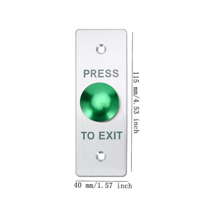 Push to Exit Button，12V DC Push to Exit Switch with LED Light, IP67 Waterproof,NC/NO/COM Outputs, Surface Mount Request-to-Exit Device for Access Control Systems (115X40-C) - color: 115X40-C