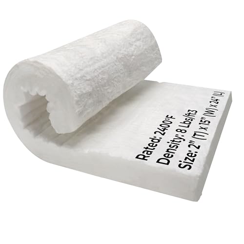 Ceramic Fiber Insulation Blanket, 2" Thick x 15" x 24", 8# 2400F Rated - size: 2" x 15" x 24"
