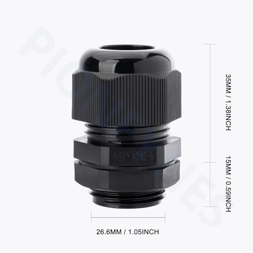 20PCS 3/4'' NPT Cable Gland Waterproof Adjustable 13-18mm/0.51-0.71inches Nylon Cable Glands Joints with Gaskets (3/4", 20PCS) - size: 3/4'' NPT 20pcs