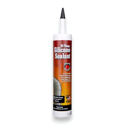 Meeco's Red Devil 601B Black High-Temperature Silicone Sealant for Pellet Stove Flues & Gas Vent Pipes (10.3 fl oz Cartridge) - Ready to Use - Made in the USA