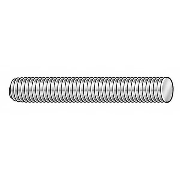 Fully Threaded Stud, 3/8""-24, 2 in, Stainless Steel, 18-8, Plain Finish, 5 PK