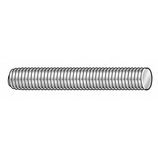 Fully Threaded Stud, 3/8""-24, 2 in, Stainless Steel, 18-8, Plain Finish, 5 PK