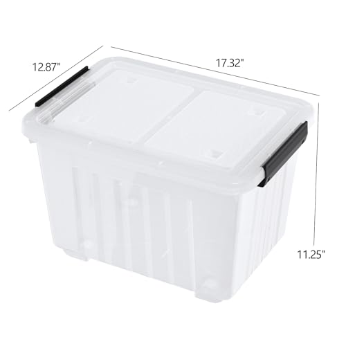 Zopnny 30 Qt Stackable Storage Bins with Lids, Clear Box and Wheels, 4-Pack - size: 30 Quart