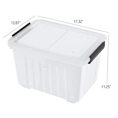 Zopnny 30 Qt Stackable Storage Bins with Lids, Clear Box and Wheels, 4-Pack - size: 30 Quart
