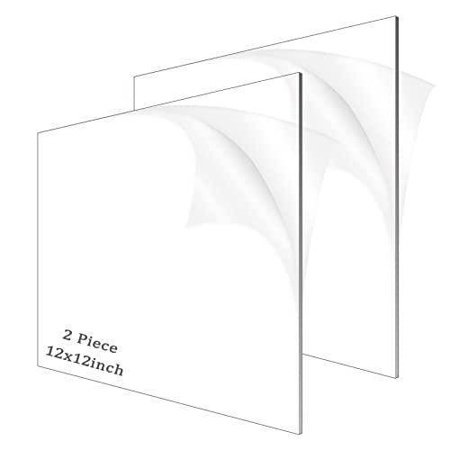 2 Pieces 1/8" Thick (3mm) Acrylic Sheets, Plexiglass Sheets, Clear Cast Plexiglass 8”x 12” with Protective Paper for Signs DIY Display Projects,Craft,Photo Frames (2, 2 piece 12'' * 12'' 3mm) - size: 2 piece 12'' * 12'' 3mm
