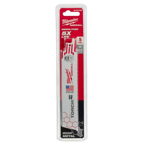 Milwaukee Tool 6" 14 TPI The Torch Sawzall Blade (5 Pk) 48-00-5782