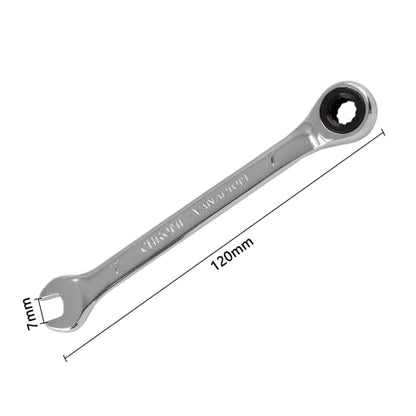 2 Pcs 7mm Ratchet Combination Wrench, Metric 72-Tooth - size: 7 mm