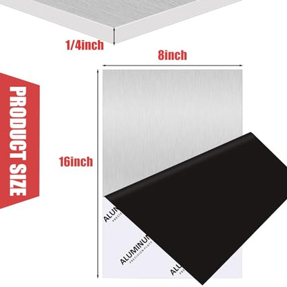 1/4Inch Thick Aluminum Sheet Plate, 8" x 16" Heavy Duty Aluminum Plates - size: 8x16", style: 1/4"