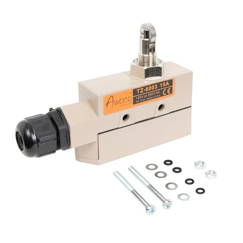 Awoco Heavy Duty Commercial Door Micro Switch with Cross Roller Plunger for Air Curtains, 250V 15A IP 65 Limit Switch Type NO and Type NC (TZ-6003-15A) - style: TZ-6003-15A
