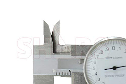 Shars 0-150mm Dial Caliper Shock Proof, 0.02mm Graduation, 4-Way White Face 303-1306 P)