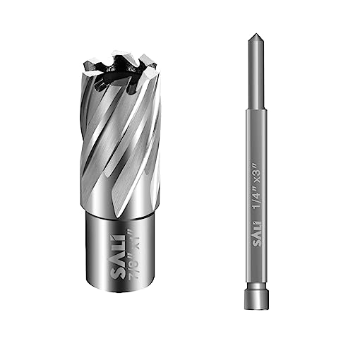 SALI Annular Cutter Diameter 7/8 Inch with Weldon Shank 3/4" (with 2 Flats) Cutting Depth 1" Mag Drill Bit for Magnetic Drill Press HSS Fully Ground Drill with One 1/4"*3" Pilot Pin - size: 7/8"*1"