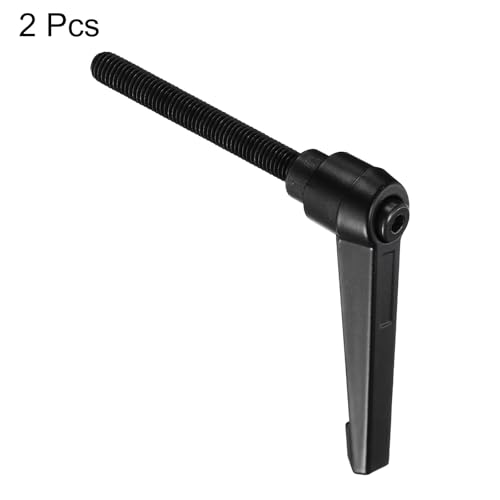 uxcell M8 x 70mm Handle Adjustable Clamping Lever Thread Push Button Ratchet Male Threaded Stud Knobs Locking Rotating Screw Handles Quick Release Bolt Black 2pcs - color: Black, size: M8 x 70mm