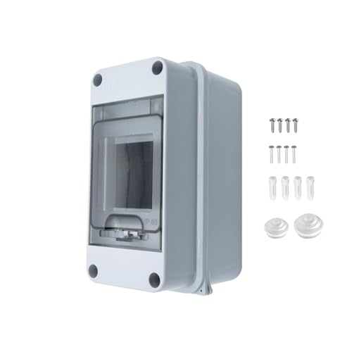 3 Way Circuit Breaker Box, MCB Distribution Protection Box with Transparent Cover, IP65 Waterproof ABS Plastic Material with DIN Rail for Indoor Outdoor Wall Mount Electrical Application - size: HT-3