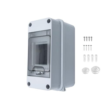 3 Way Circuit Breaker Box, MCB Distribution Protection Box with Transparent Cover, IP65 Waterproof ABS Plastic Material with DIN Rail for Indoor Outdoor Wall Mount Electrical Application - size: HT-3