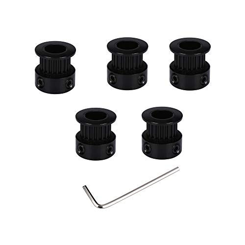 5pcs GT2 Black Aluminum 20 Teeth Timing Belt Idler Pulley Synchronous Wheel bore 8mm for 3D Printer CNC Machine 6mm Width Timing Belt (8mm bore) - size: 8mm bore