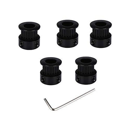 5pcs GT2 Black Aluminum 20 Teeth Timing Belt Idler Pulley Synchronous Wheel bore 8mm for 3D Printer CNC Machine 6mm Width Timing Belt (8mm bore) - size: 8mm bore