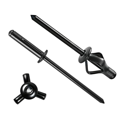 1/8" x 1/2" Tri-Fold Rivets Assortment - 150Pcs,All Black Tri-fold Exploding Pop Rivets Solid Aluminum Tri Grip Rivets Bulb Style Rivets for Kayak Marine Boat - color: Black, size: 1/8"x1/2"