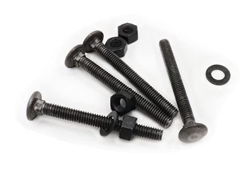 LBY 8 Sets Carriage Bolts Screws Assortment Kit, 5/16-18 x 3'' Round Head Square Neck Bolts (with Hex Nuts and Flat Washers), 45# Steel (Black) - size: 5/16-18 x 3"