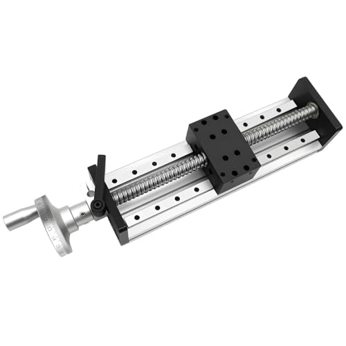 Manual Linear Stage 80mm Motion Sliding Table Double Rail Guide Ballscrew Slide Module with Handwheel Ruler 8 inch 200mm Effective Travel Linear Actuator for CNC Engraver - color: with handwheel, size: 8 inch/200mm