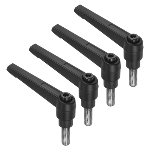 uxcell 4pcs Clamping Lever Handles, M8 x 15mm 304 Stainless Steel Threaded Male Stud, Adjustable Handles Locking Quick Release Ratchet Push Button Bolt Knobs, Black - size: M8 x 15mm