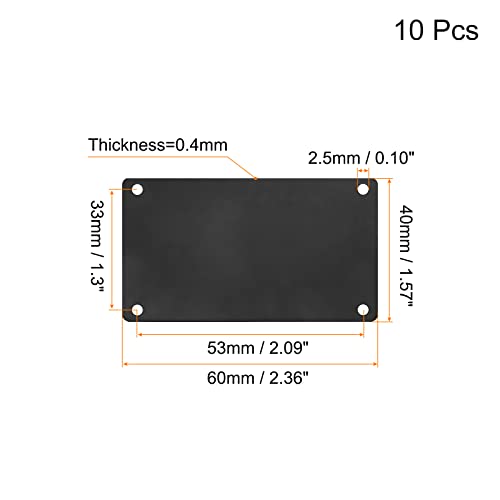 uxcell Stainless Steel Blank Tags, 60 x 40mm Rectangle Engraving Blanks Card with 4 Hole for Machine Nameplate DIY Label Tag, 10Pcs (Black) - size: 60mm x 40mm