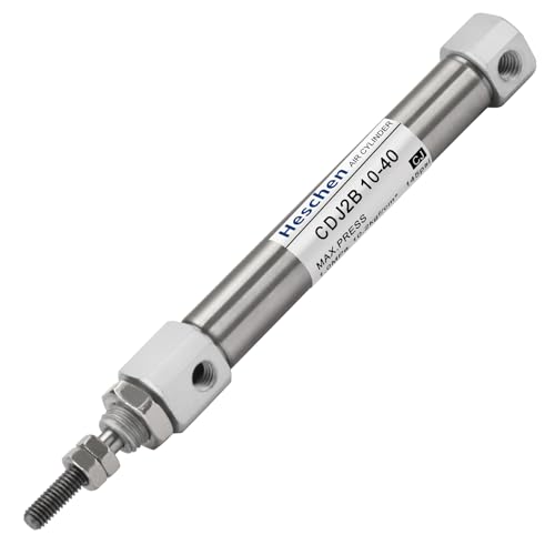 Heschen Stainless Steel Slim Air Pneumatic Cylinder, CDJ2B 10-40, M5 Port, 10mm Bore, 40mm Stroke, Double Acting Single Rod - size: 40mm Stroke