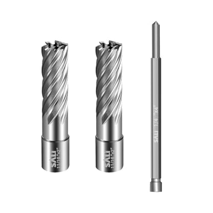 SALI 2 pcs Annular Cutter Diameter 11/16 Inch with Weldon Shank 3/4" (with 2 Flats) Cutting Depth 2" Mag Drill Bit for Magnetic Drill Press HSS Fully Ground Drill with One 1/4"*4" Pilot Pin - size: 11/16"*2"