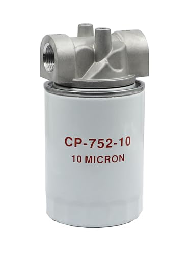 Spin-On Filter Assembly Hydraulic Oil Filter for Petroleum Based Fluids 10 Micron Hydraulic Filter with 15 PSI Bypass 250 PSI, 25 GPM, 3/4” NPTF Inlet/Outlet Port, 1"-12 Thread, 221006