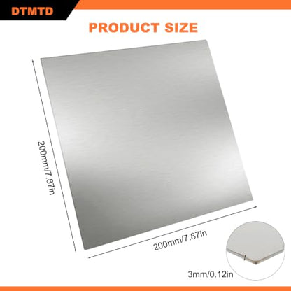 1 PCS 304 Stainless Steel Square Plate 3mm 200x200mm - size: 200mm x 200mm x 3mm