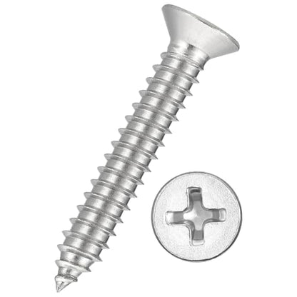 50pcs Phillips Wood Screws #14x1-1/2 304 Stainless Steel Silver - color: Silver, size: #14x1-1/2"