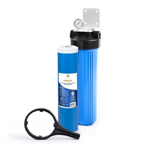 Aquaboon Whole House Water Filter System for Well Water with 5 Micron 20x4.5 Ganular Activated Carbon (GAC) Chlorine Reduction Cartrige | NSF Certified, Pressure Gauges & Releas, Wrench, Bracket 1"NPT - color: 20 Inch, size: Premium Protection