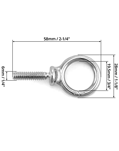 QWORK Eye Bolt, 20 Pack 1/4" - 20 x 1 Marine Grade Stainless Steel Lifting Ring Threaded Eyebolt Machinery Shoulder Eyebolts - color: 20 Pack, size: 1/4" - 20 x 1"