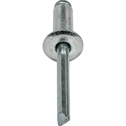 Fastenere Pop Rivets 1/8" x 3/16" (100 pcs) Aluminum Body Steel Mandrel, Heavy Duty, Open End, Low Carbon, Dome Head Blind Rivets, Corrosion Resistant & High Shear Strength, 4-3 Gap .126" - .187" - size: 1/8" x 3/16" (4-3) (100 Pack)