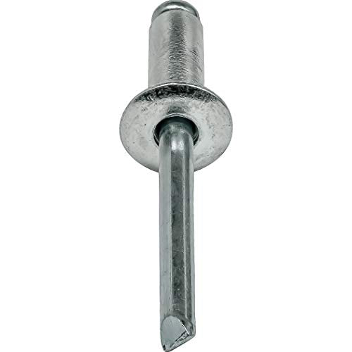 Fastenere Pop Rivets 1/8" x 5/16" (100 pcs) Aluminum Body Steel Mandrel, Heavy Duty, Open End, Low Carbon, Dome Head Blind Rivets, Corrosion Resistant & High Shear Strength, 4-5 Gap .251" - .312" - size: 1/8" x 5/16" (4-5) (100 Pack)