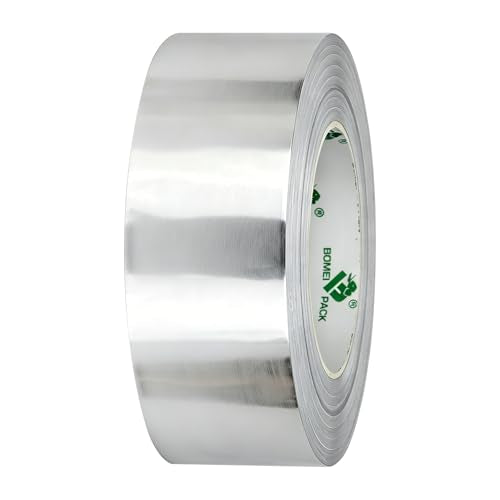 BOMEI PACK Aluminum Foil Tape 3.9Mil x 2inch x 164ft Heavy Duty Metal HVAC Foil Tape,High Temperature Tape Perfect for Sealing, Patching,Air Ducts, Insulation,HVAC and Metal Repair