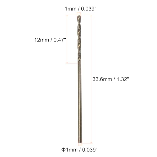 HARFINGTON 10pcs Cobalt Jobber Drill Bits 1mm / 0.039" M35 High Speed Steel HSS Twist Drilling Bit Tool for Stainless Steel Copper Wood Plastic and Other Hard Materials - size: 1mm